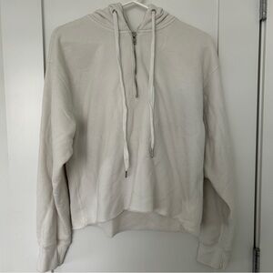 Abercrombie & Fitch Off-White Half-Zip Hooded Sweatshirt